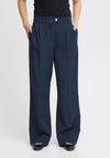 Ichi Lexi Turn Up Wide Leg Trouser, Total Eclipse