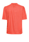 Ichi Nasreen Pleated Shoulder Blouse, Hot Coral