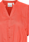 Ichi Nasreen Pleated Shoulder Blouse, Hot Coral