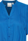 Ichi Nasreen Pleated Shoulder Blouse, Baleine Blue