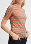 Ichi Mira Striped T-Shirt, Cloud Dancer