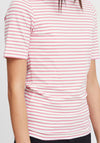 Ichi Mira Striped T-Shirt, Hot Coral
