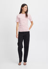 Ichi Mira Striped T-Shirt, Hot Coral
