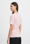 Ichi Mira Striped T-Shirt, Hot Coral