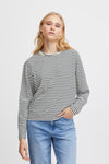 Ichi Mira Long Sleeved Stripe T-Shirt, Total Eclipse