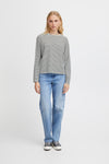 Ichi Mira Long Sleeved Stripe T-Shirt, Total Eclipse