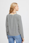 Ichi Mira Long Sleeved Stripe T-Shirt, Total Eclipse