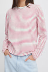 Ichi Mira Long Sleeved Stripe T-Shirt, Pink