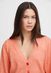 Ichi Sella Balloon Sleeve Knitted Cardigan, Hot Coral