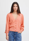 Ichi Sella Balloon Sleeve Knitted Cardigan, Hot Coral