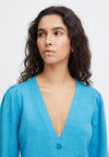 Ichi Sella Balloon Sleeve Knitted Cardigan, Indigo Bunting