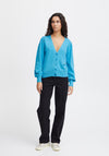 Ichi Sella Balloon Sleeve Knitted Cardigan, Indigo Bunting