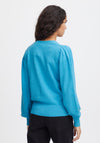 Ichi Sella Balloon Sleeve Knitted Cardigan, Indigo Bunting