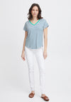 Fransa Eporsi V-Neck Striped T-Shirt, Beaucoup Blue Mix