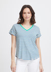 Fransa Eporsi V-Neck Striped T-Shirt, Beaucoup Blue Mix