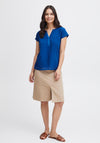 Fransa Zawow 2 V-Neck Woven Top, Beaucoup Blue