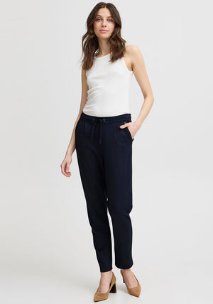 Fransa Stretch Slim Leg Trousers, Navy