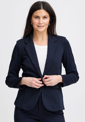Fransa Fitted Single Breasted Blazer, Navy