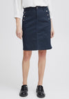 Fransa Lomax Knee Length Skirt, Navy
