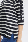 Fransa Besmock Striped Knitted Sweater, Navy Blazer Mix