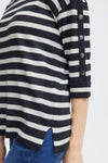 Fransa Besmock Striped Knitted Sweater, Navy Blazer Mix