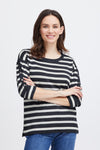 Fransa Besmock Striped Knitted Sweater, Navy Blazer Mix