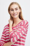Fransa Besmock Striped Knitted Sweater, Carmine Rose