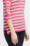 Fransa Besmock Striped Knitted Sweater, Carmine Rose