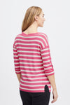 Fransa Besmock Striped Knitted Sweater, Carmine Rose