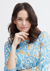 Fransa Fedot Elasticated Hem Print Top, Hydrangea