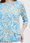 Fransa Fedot Elasticated Hem Print Top, Hydrangea