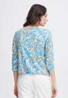 Fransa Fedot Elasticated Hem Print Top, Hydrangea