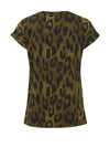 Fransa Round Neck Leopard Print Top, Dark Green
