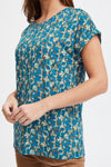 Fransa Seen Floral T-Shirt, Blue