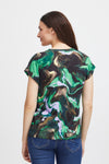Fransa Seen Marble Print T-Shirt, Green