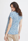 Fransa Seen Round Neck Floral Print T-Shirt, Beaucoup Blue