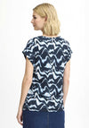 Fransa Seen Wave Print Round Neck T-Shirt, Navy Blazer