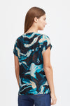 Fransa Seen Marble Print T-Shirt, Blue