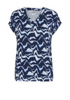 Fransa Seen Wave V Neck T-Shirt, Navy Blazer
