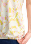 Fransa Seen Wave V Neck T-Shirt, Yellow & Pink