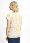 Fransa Seen Wave V Neck T-Shirt, Yellow & Pink