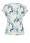 Fransa Seen Wave V Neck T-Shirt, Blue Multi