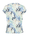 Fransa Seen Wave V Neck T-Shirt, Blue Multi
