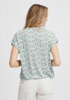 Fransa Seen Floral V Neck Top, Light Blue