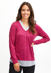 Fransa Faux Two-Piece Sweater, Very Berry Mix