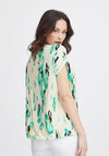 Fransa Seen Pleated Round Neck Print Top, Brook Green