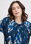Fransa Seen Pleated Round Neck Print Top, Hydrangea