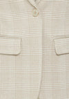 Fransa Blenda Single Breasted Check Blazer, Sand