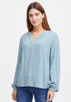 Fransa Haida Waffle Textured Pattern Blouse, Endless Sky
