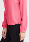 Fransa Haida Waffle Textured Pattern Blouse, Carmine Rose